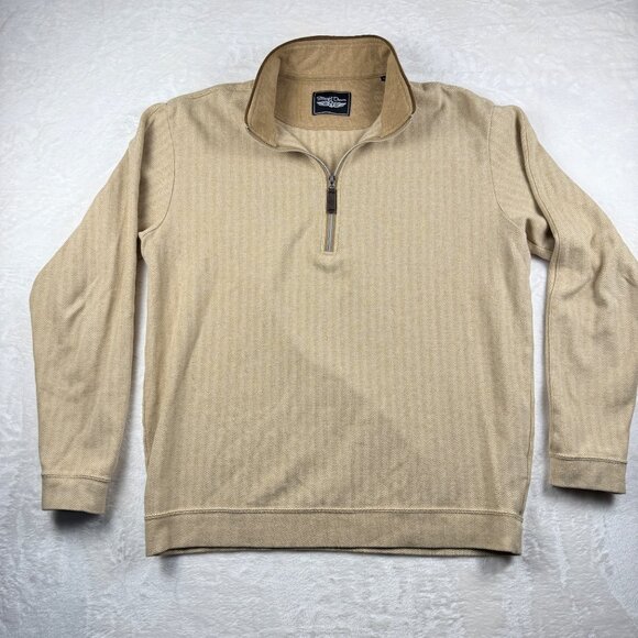 Straight Down Other - Straight‎ Down 1/4 Zip Pullover Sweater Beige Men's Large Golf Fall Casual